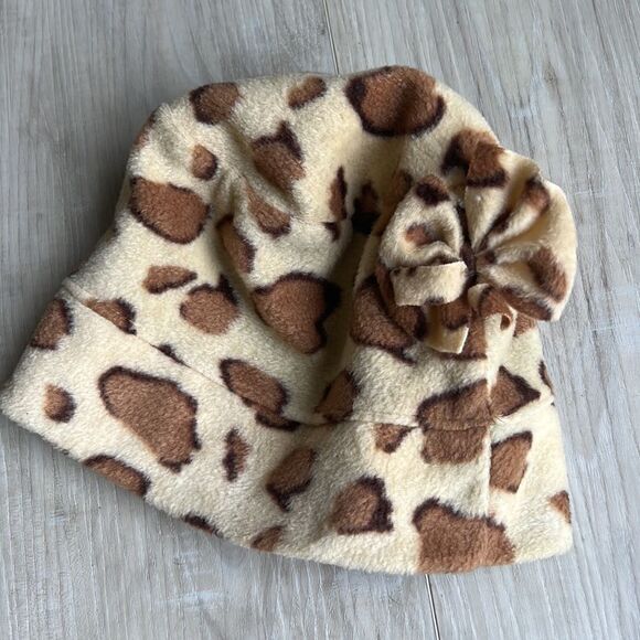 Animal Print Fleece Hat Girls OS Beanie Winter - Picture 2 of 4